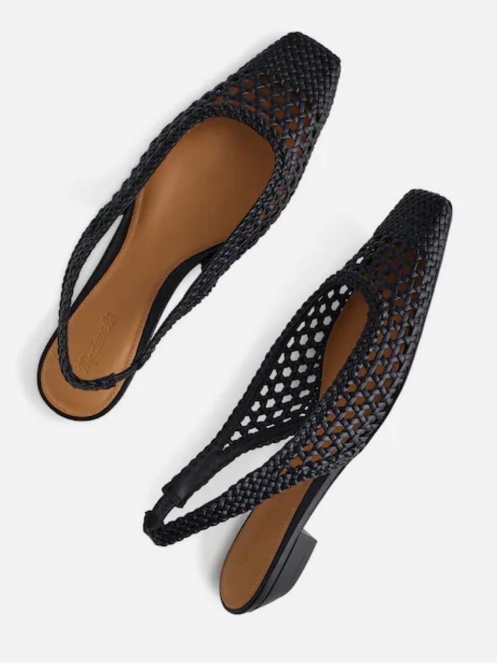 Madewell The Ophelia Black Woven Slingback Flats Leather Women’s Size 7.5 New